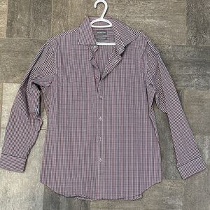 Michael Kors Red and White Checkered Dress Shirt